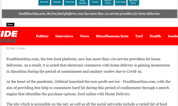 INSIDE NEWS-FoodMauritius.com brings together more than 120 service providers for home deliveries